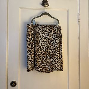 Nasty Gal Leopard Print Wrap Satin Skirt